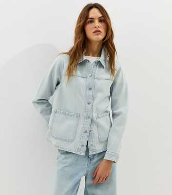 Light Blue Faded Denim Shacket
