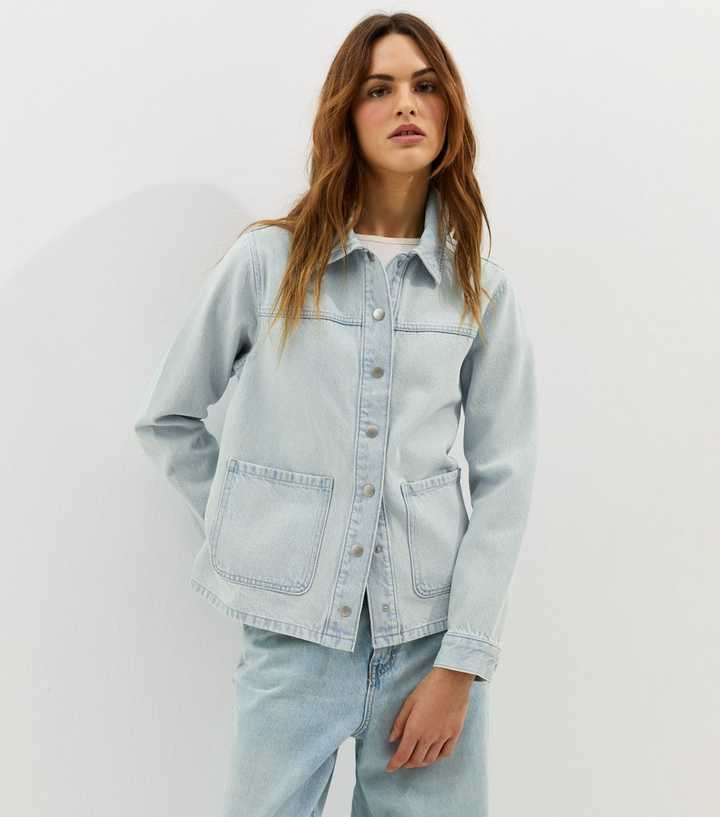 Light Blue Faded Denim Shacket