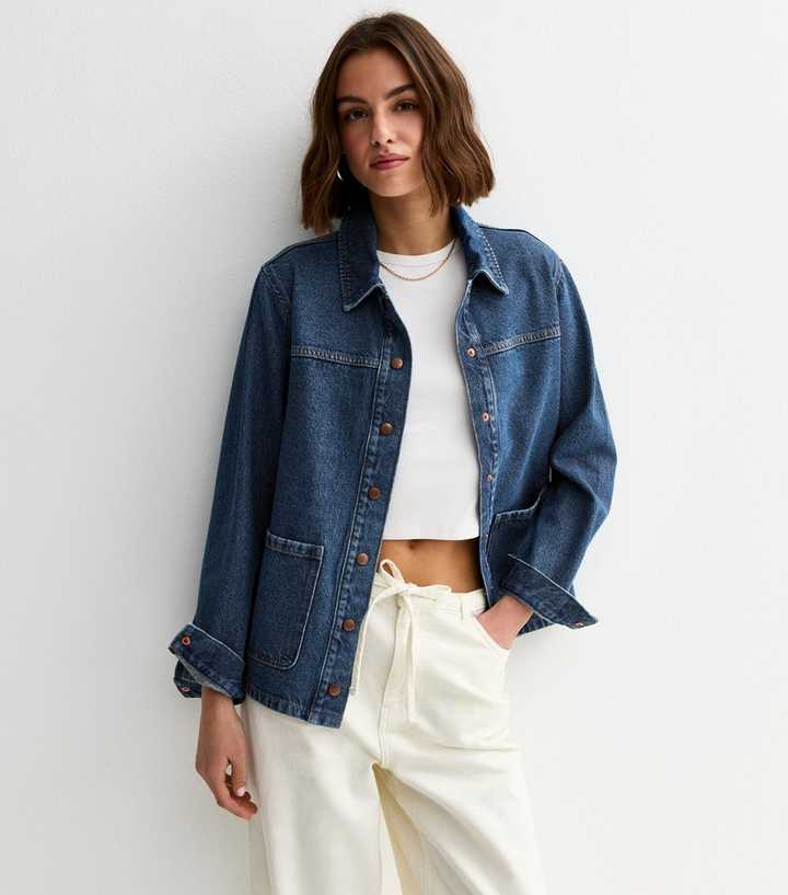 Blue Faded Denim Shacket