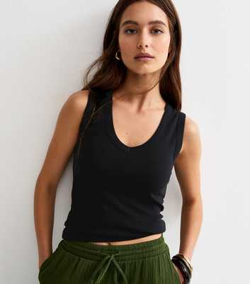 Black Jersey V-Neck Vest