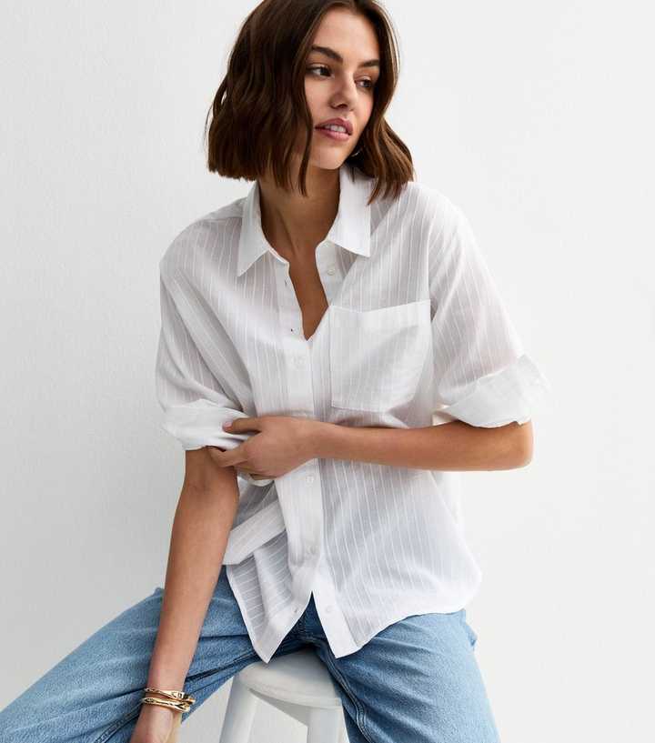 White Stripe Long Sleeve Shirt