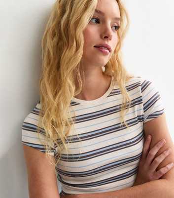 Cream Striped Crop Top Baby Tee