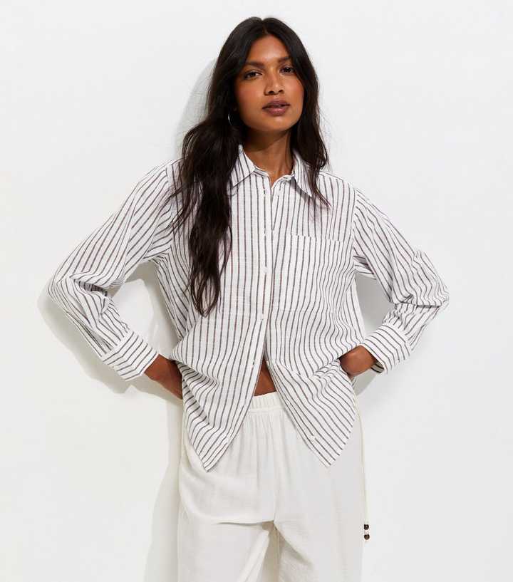 Brown Striped Cotton Shirt