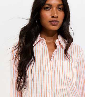 Orange Striped Cotton Shirt