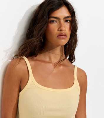 Light Yellow Ribbed Strappy Cami Top
