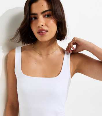 White Square Neck Vest