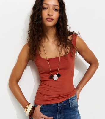 Dark Red Square Neck Vest