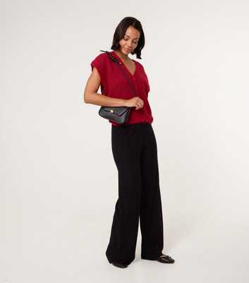 Blue Vanilla Black Knit Wide Leg Trousers