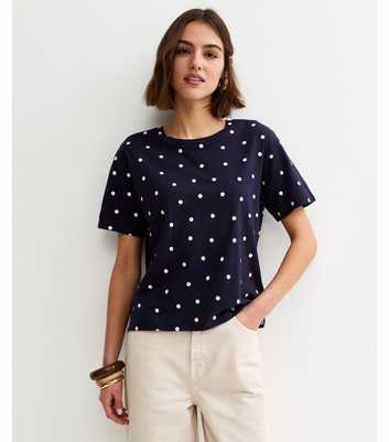 Navy Polka Dot Short Sleeve T-Shirt