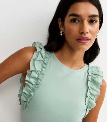 Light Green Ruffle Sleeve Top
