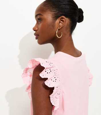 Light Pink Broderie Frill Sleeve Top
