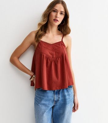 dark-red-lace-trim-v-neck-cami