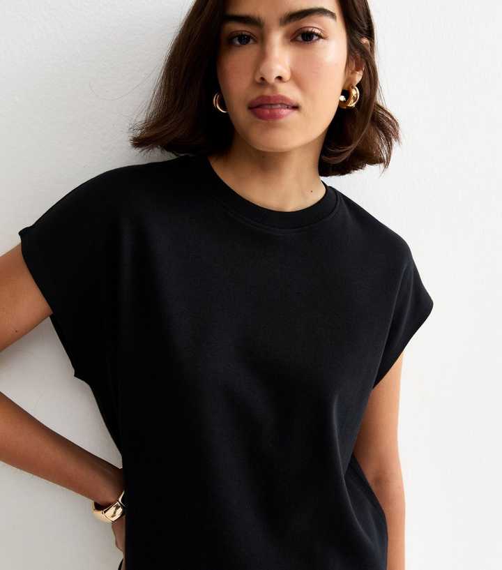 Premium Black Grown On Sleeve Heavyweight Cotton T-Shirt