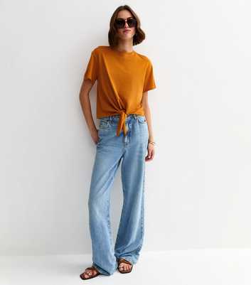 Orange Cotton Tie Front T-Shirt