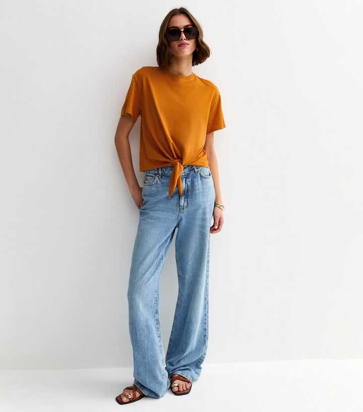Orange Cotton Tie Front T-Shirt