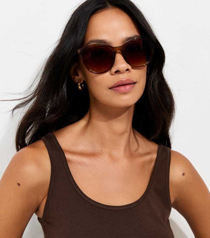 Dark Brown Cotton Scoop Neck Vest