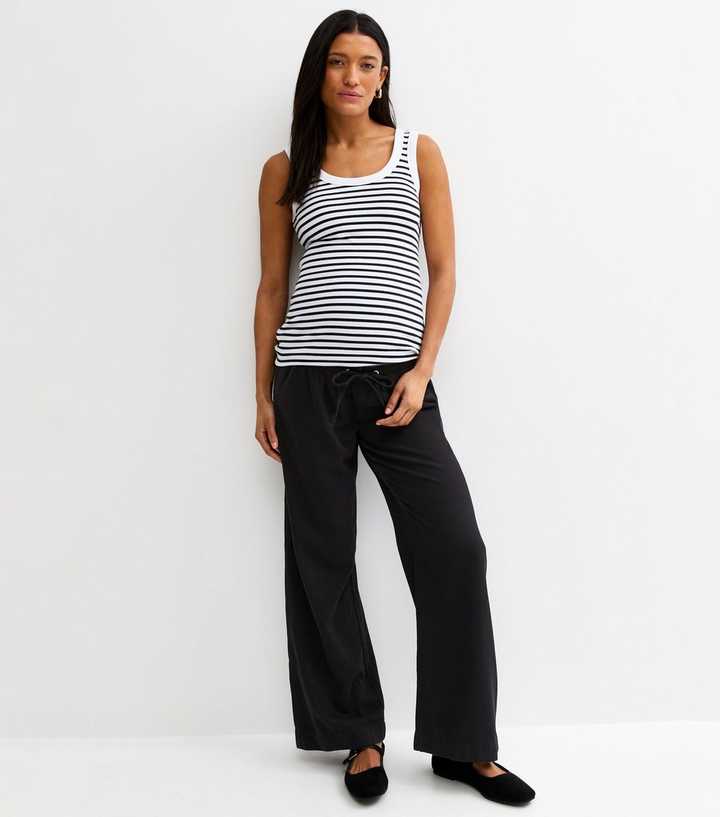 Maternity Black Over Bump Wide Leg Trousers