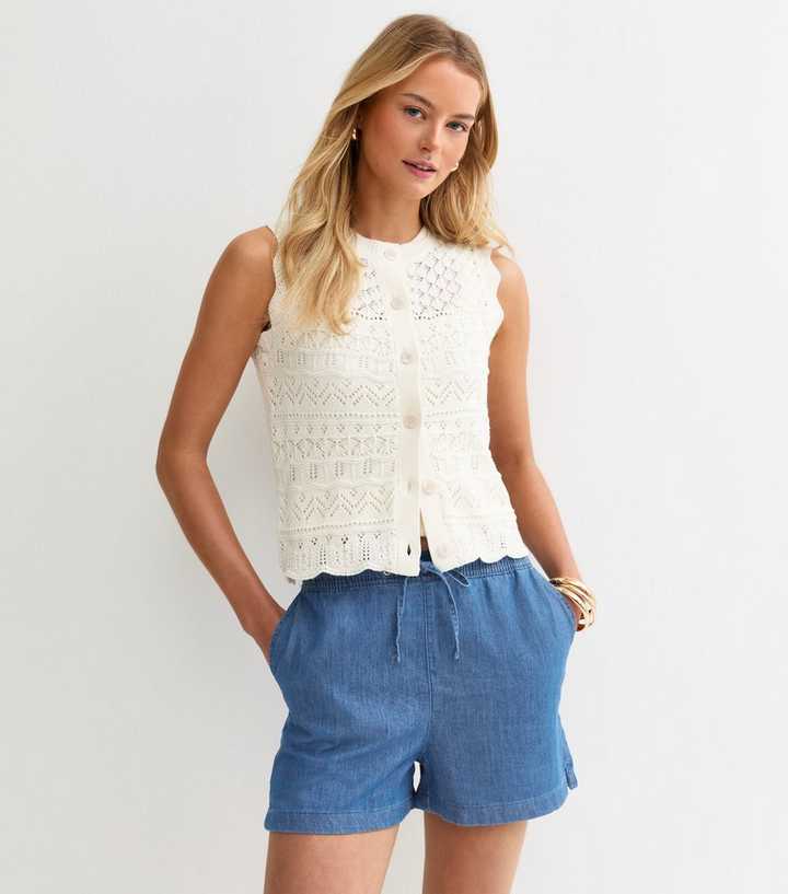 Tall Dark Blue Pull On Denim Shorts