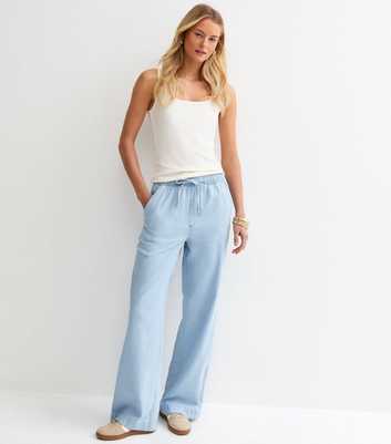Tall Light Blue Denim Wide Leg Trousers