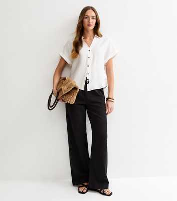 Tall Black Twill Cotton Wide Leg Trousers