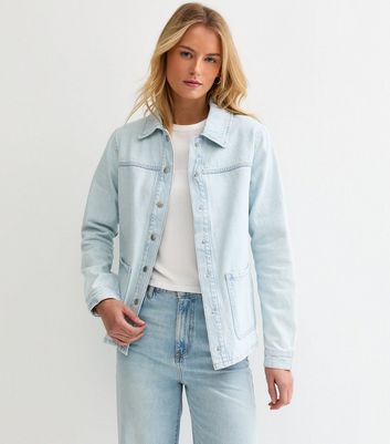 Jakke DAME SHACKET COAT ライトブルー Tall Light Blue Denim Shacket | New Look