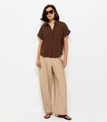 Brown Spot Print Short Sleeve Shirt