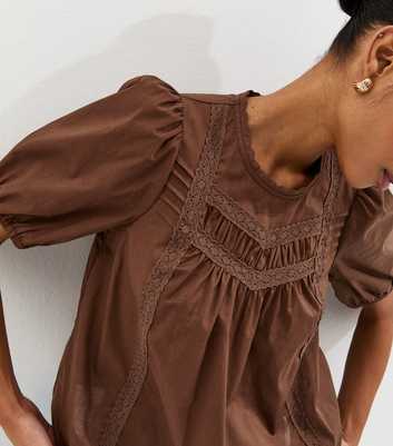 Dark Brown Trimmed Blouse