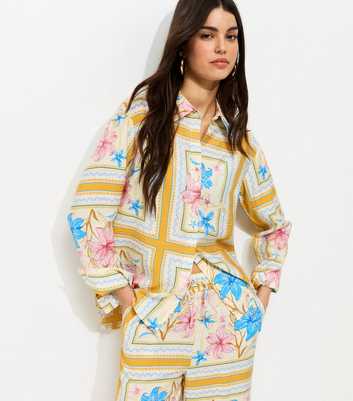 Orange Relaxed Fit Tropical Print Pyjama Shirt