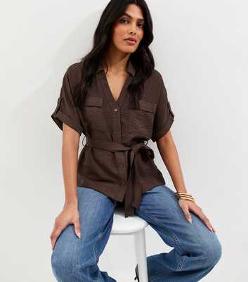 Dark Brown Utility Belted Shirt