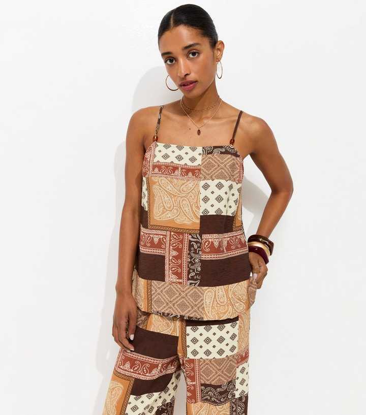 Orange Paisley Patchwork Cami Top