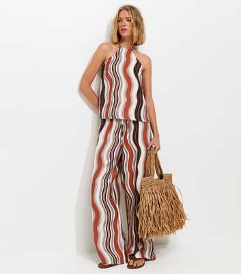Brown Wavy Halter Top