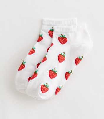 White Strawberry Trainer Socks