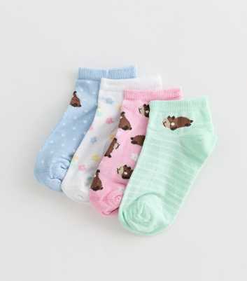 Girls Multicolour Pack of 4 Capybara Trainer Socks