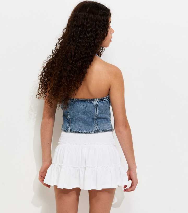 Girls Light Blue Denim Halterneck Waistcoat | New Look Girls Light Blue Denim Halterneck Waistcoat | New Look