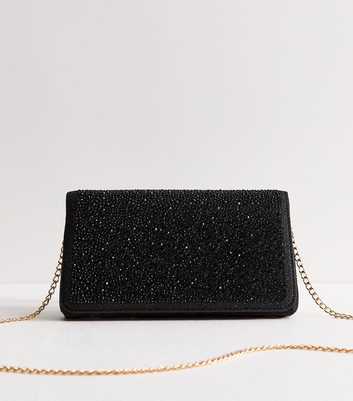 Black Diamanté Embellished Chain Shoulder Bag