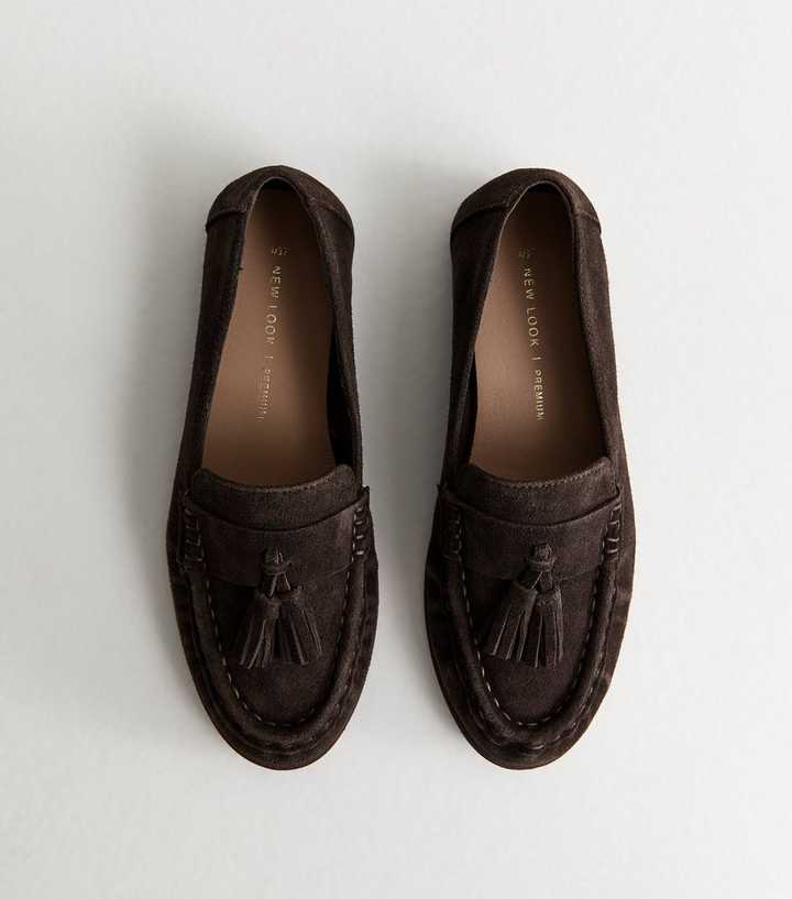 Premium Real Leather Brown Suede Tassel Loafers