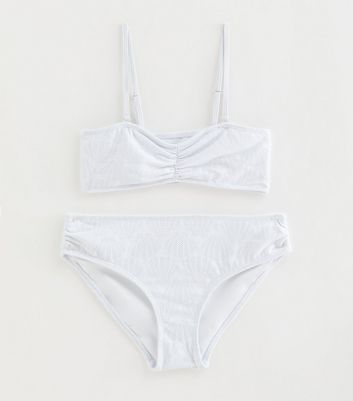 Girls White Shell Crochet Bandeau Bikini Set