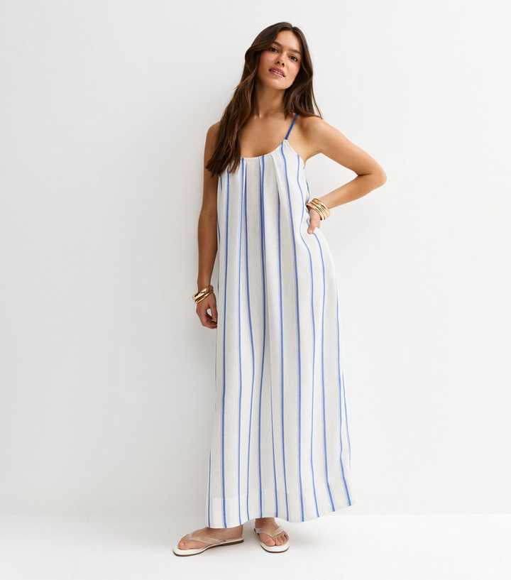 Petite Blue Striped Maxi Dress