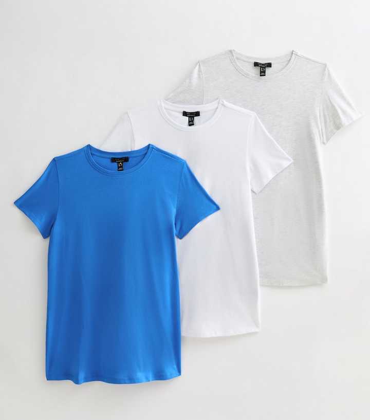 Maternity Pack of 3 Blue Crew Neck T-Shirts