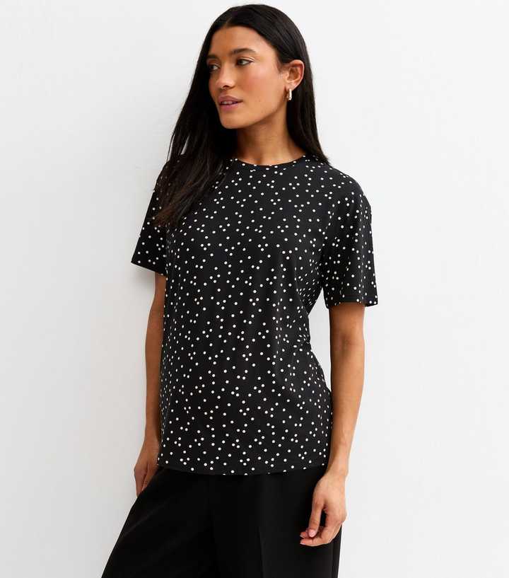 Maternity Black Cotton Spot Print T-Shirt