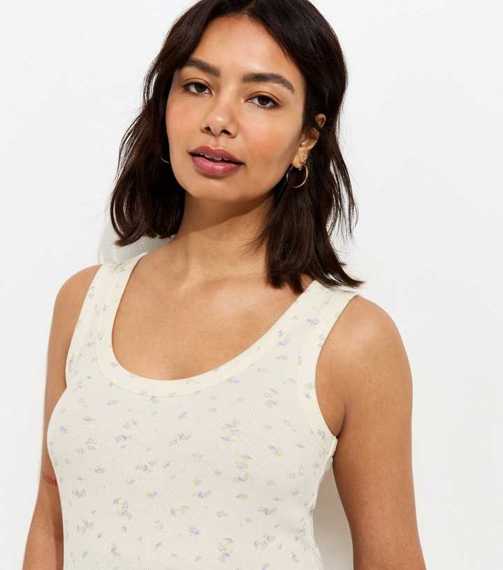 Maternity White Floral Print Scoop Neck Vest