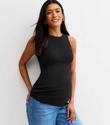 Maternity Black Racer Vest Top