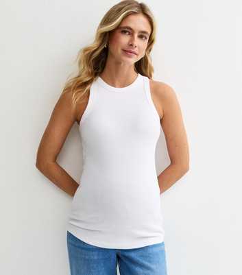 Maternity White Racer Vest Top
