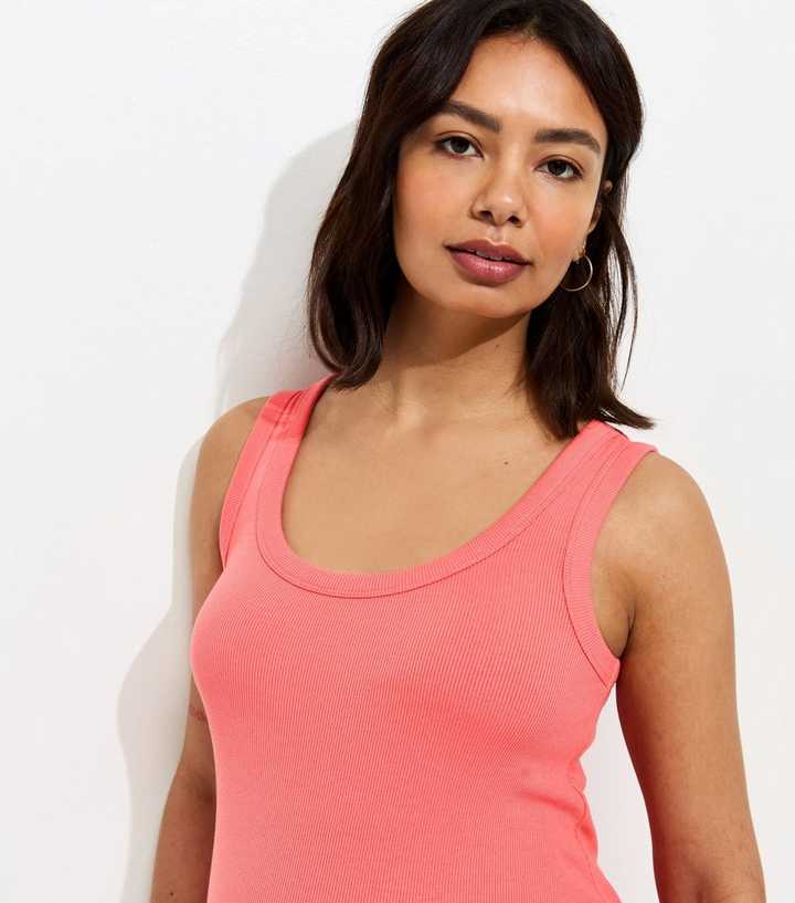 Maternity Coral Ribbed Scoop Neck Vest