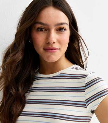 Petite Cream Striped Cropped Top