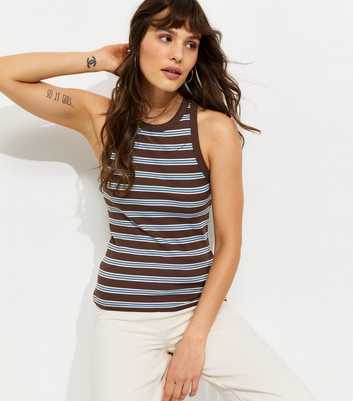 Tall Brown Striped Wide Leg Joggers