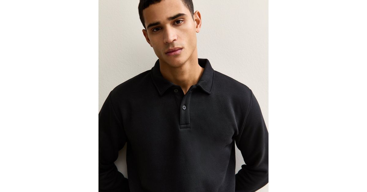 Jack Jones Black Polo Collar Sweatshirt New Look