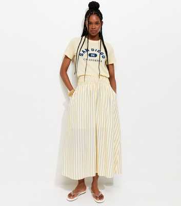 Yellow Striped Midi Skirt