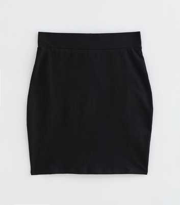 Tall Black Stretch Cotton Tube Mini Skirt
