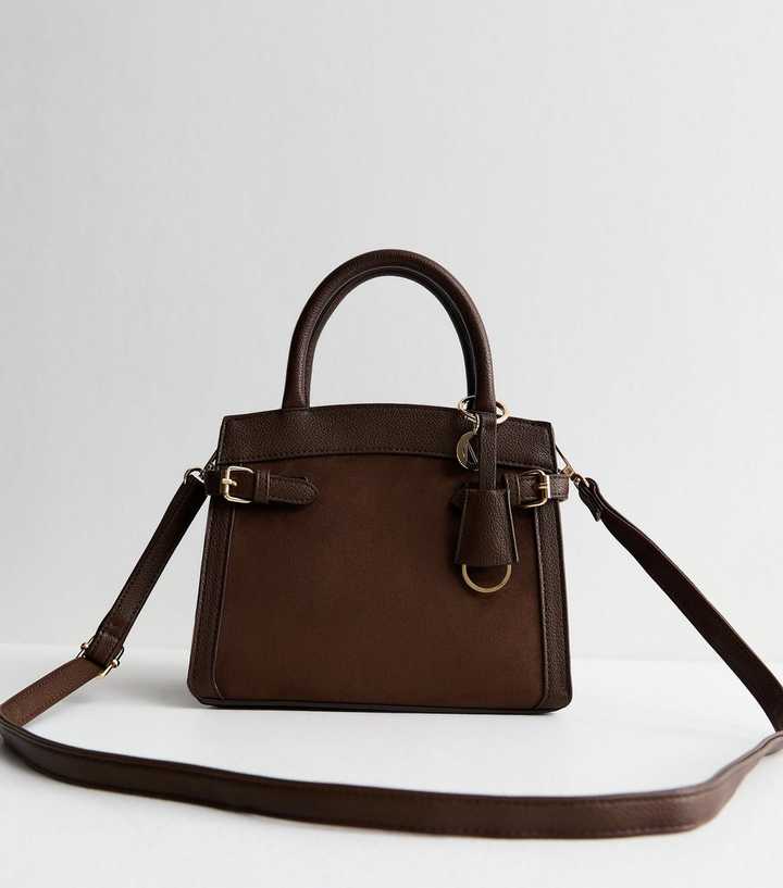 Dark Brown Faux Suede Tote Bag